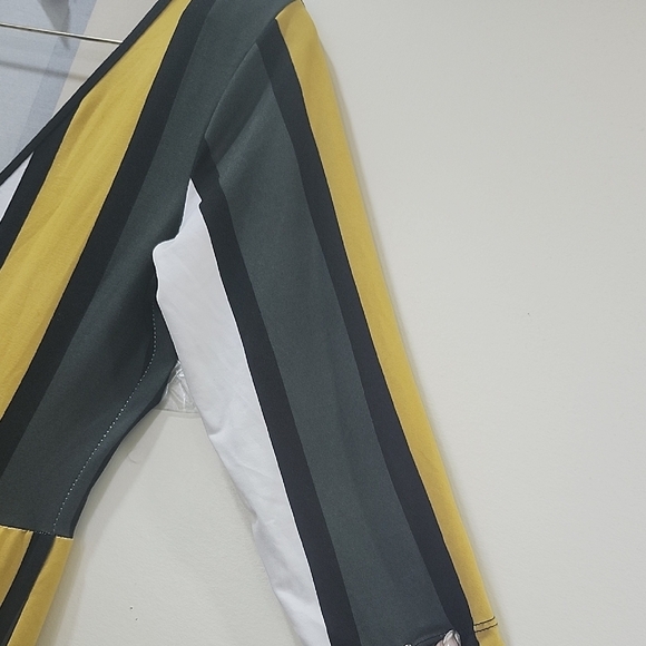 Capella Green and Yellow Striped Jumpsuit with Wide-Leg Silhouette - Picture 7 of 13